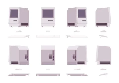 Set of old monoblock PC Stock Illustration