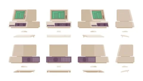 Set of old personal computer Stock Illustration