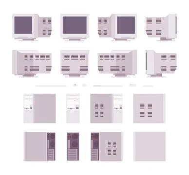 Set of old personal computer Stock Illustration