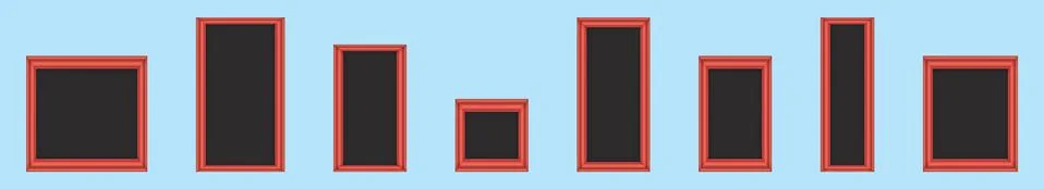 Set of old photo frames cartoon icon design template with various models. Stock Illustration