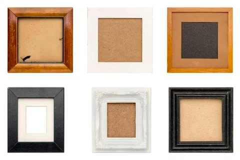 Set of old picture frames with passepartout, isolated on white Stock Photos