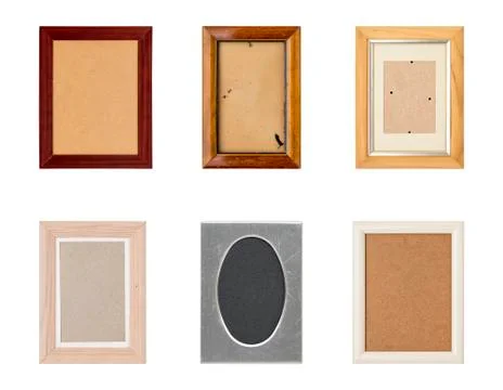 Set of old picture frames with passepartout, isolated on white Stock Photos