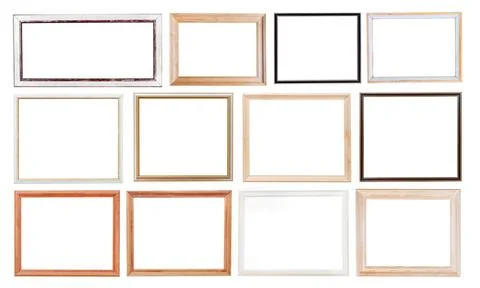 Set of old picture frames set of old simple picture frames with cutout can... Stock Photos