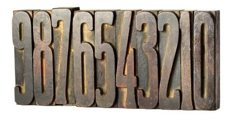 Set of old printers blocks with numbers Foto stock
