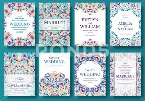 Set of old ramadan flyer pages ornament illustration concept. Vintage art Stock Illustration