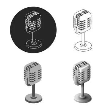Set old retro microphone in different style isometric isolated Stock Illustration