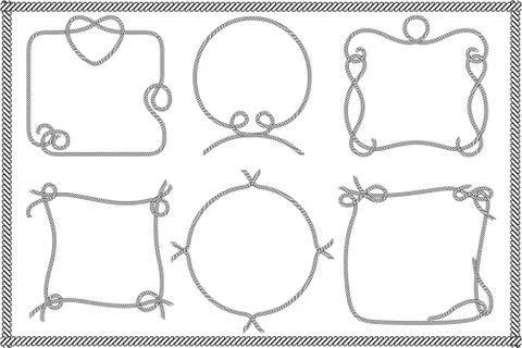 Set of Old Rope Frames in Different Unique Styles Illustrazione stock