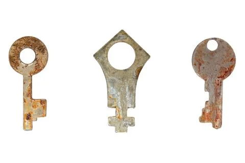 Set of old rusty keys. Stock Photos