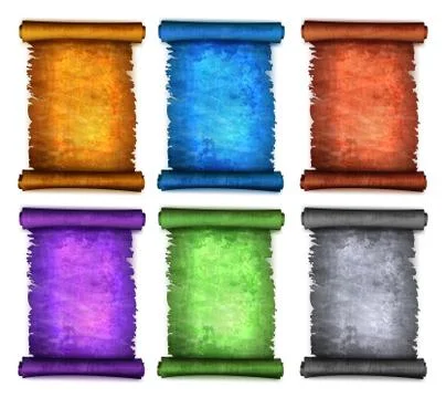 Set old scroll colorful paper. Vector Illustrazione stock