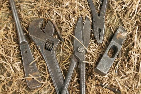 A set of old tools close up Stock Photos