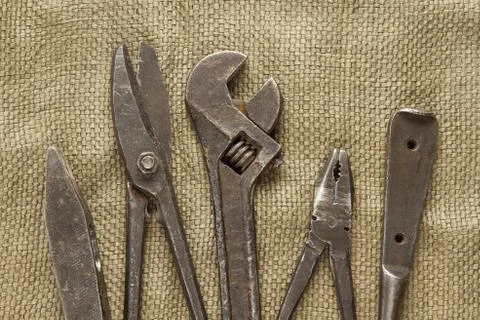 A set of old tools close up Foto stock