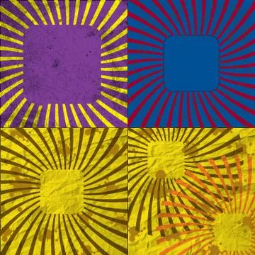 Set of Old vintage paper template texture or background with rays pattern. Stock Illustration