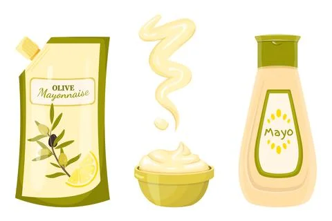 Set of olive mayonnaise Stock Illustration