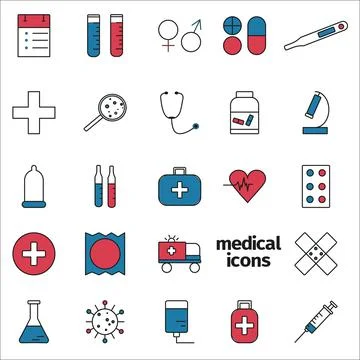 Set omedical line icons vector illustration Stock Illustration