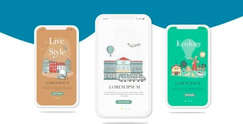 Set of onboarding screens user interface kit for Travel, Journey, Traveler, m Stock Illustration