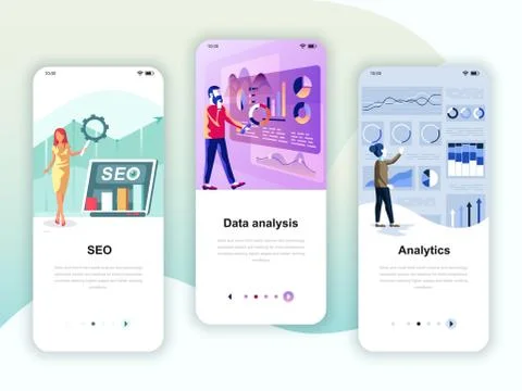 Set of onboarding screens user interface kit Stock Illustration
