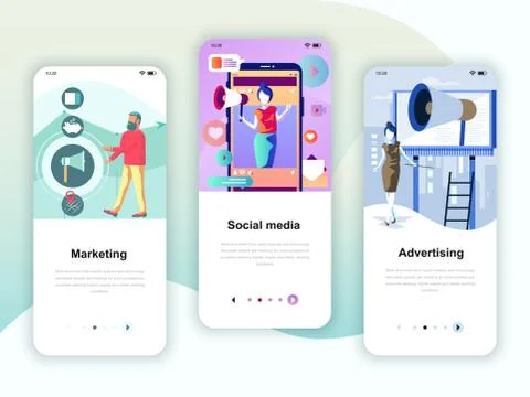 Set of onboarding screens user interface kit Stock Illustration