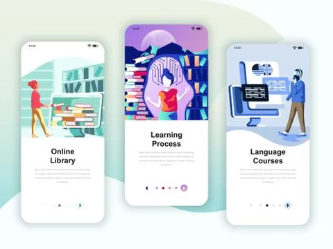 Set of onboarding screens user interface kit Stock Illustration