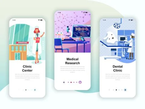 Set of onboarding screens user interface kit Stock Illustration