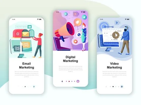 Set of onboarding screens user interface kit Stock Illustration