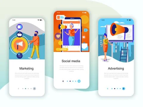 Set of onboarding screens user interface kit Stock Illustration