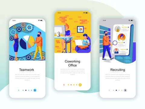 Set of onboarding screens user interface kit Stock Illustration