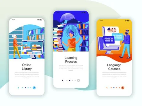 Set of onboarding screens user interface kit Stock Illustration