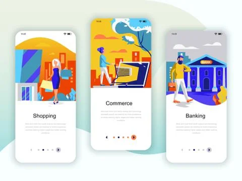 Set of onboarding screens user interface kit Ilustración de archivo