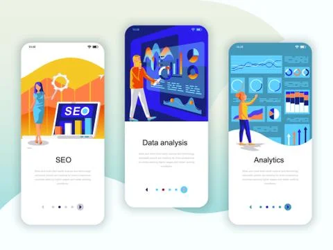 Set of onboarding screens user interface kit Stock Illustration