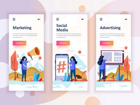 Set of onboarding screens user interface kit Ilustración de archivo
