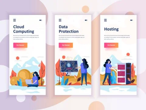 Set of onboarding screens user interface kit イラスト素材