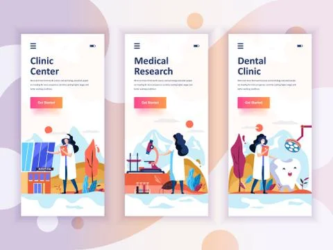 Set of onboarding screens user interface kit Stock Illustration
