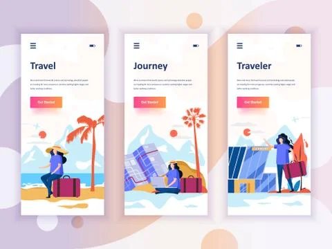 Set of onboarding screens user interface kit Stock Illustration