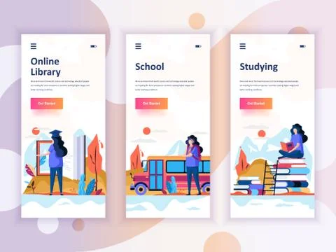 Set of onboarding screens user interface kit Stock Illustration