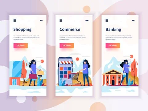 Set of onboarding screens user interface kit Stock Illustration