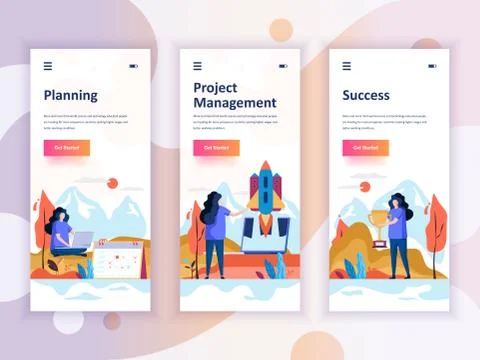 Set of onboarding screens user interface kit Stock Illustration