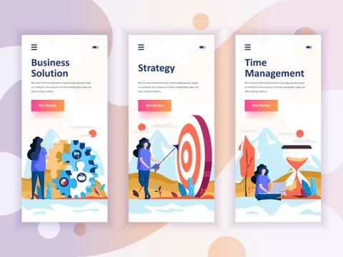 Set of onboarding screens user interface kit Stock Illustration