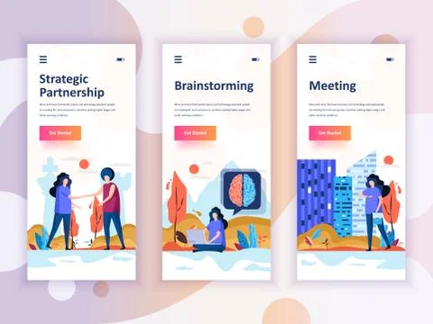 Set of onboarding screens user interface kit Stock Illustration