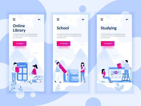 Set of onboarding screens user interface kit Stock Illustration