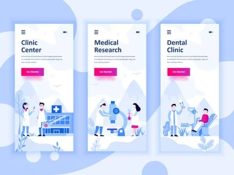 Set of onboarding screens user interface kit Stock Illustration
