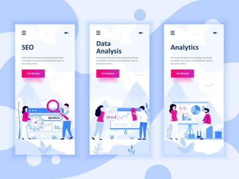 Set of onboarding screens user interface kit Stock Illustration