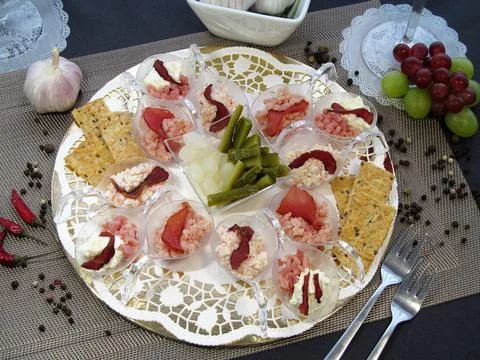 A set of one-bite snacks Stock Photos