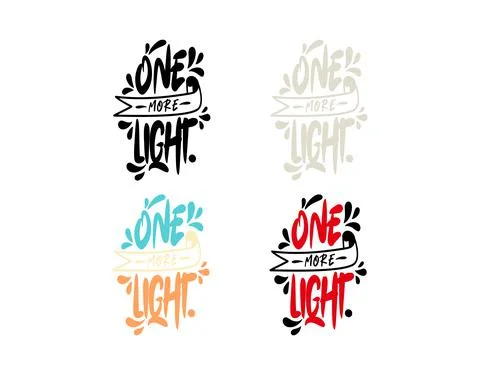 Set One More Light lettering text on white background in vector illustration Stock Illustration