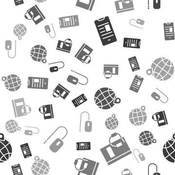 Set Online book on mobile, Audio book, Location on the globe and Computer mouse Illustrazione stock