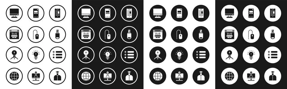Set Online book on mobile, Computer mouse, Browser window, monitor screen, .. Stock Illustration