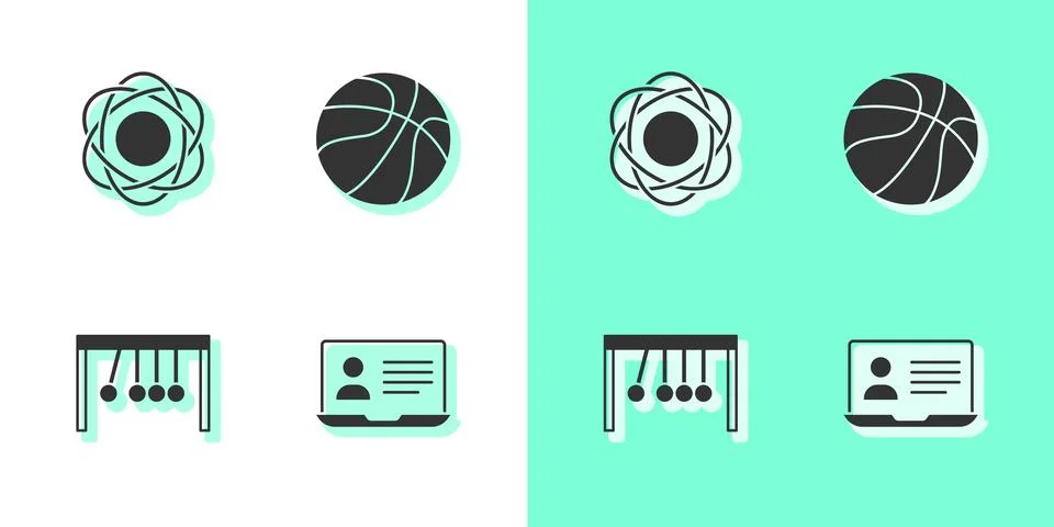 Set Online class, Atom, Pendulum and Basketball ball icon. Vector イラスト素材