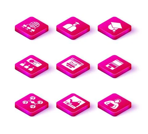 Set Online class, education, Training, presentation, Browser window, Student Stock Illustration