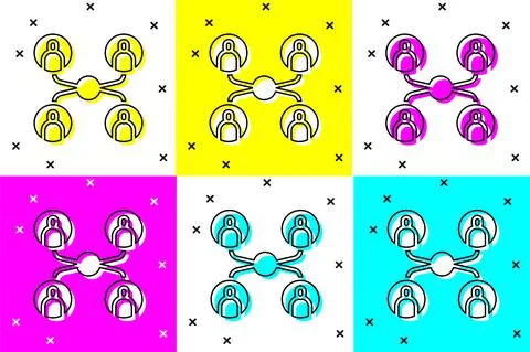Set Online class icon isolated on color background. Online education concept イラスト素材