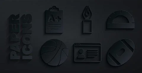 Set Online class, Protractor grid, Basketball ball, American Football, Foun.. Stock Illustration