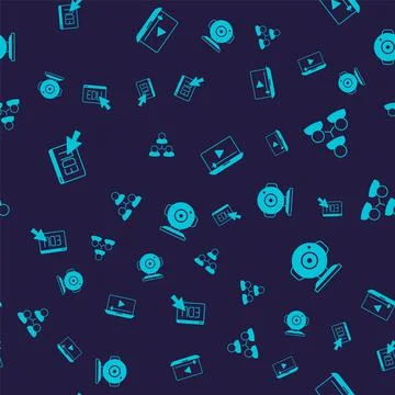 Set Online education, class, play video and Web camera on seamless pattern Stock Illustration